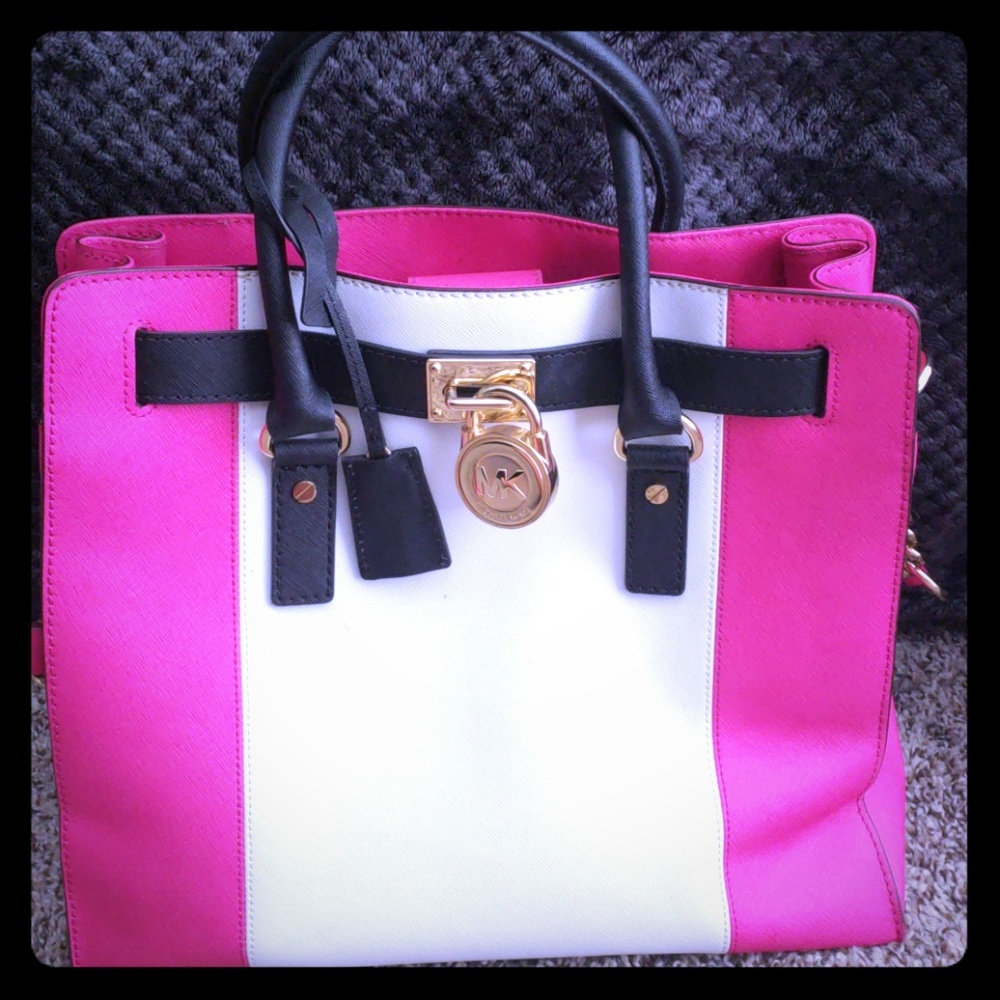 Michael Kors Pink Black White Large Handbag